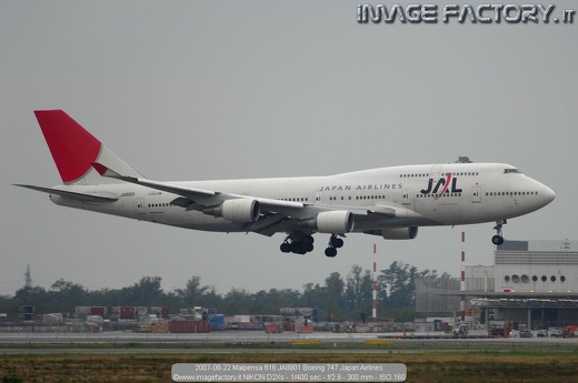 2007-08-22 Malpensa 616 JA8901 Boeing 747 Japan Airlines